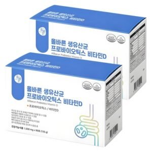 올바른건강식품 생유산균 프로바이오틱스 비타민D 90포 상자 패키지