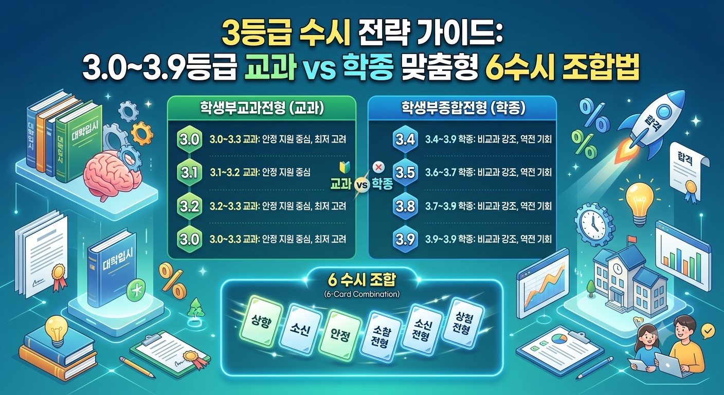 내신 3등급 수시 전략 가이드 3.0~3.9등급 교과 및 학종 6수시 조합표