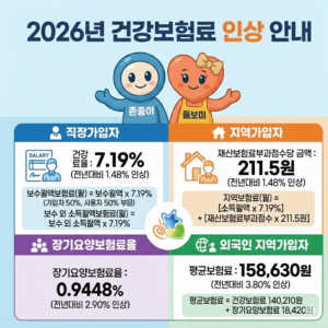 2026년 건강보험료 부과체계 개편안 유보 관련 뉴스와 국민건강보험 로고
