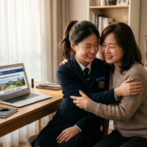 수시 합격 확인 및 온라인 문서등록 합격증 화면
