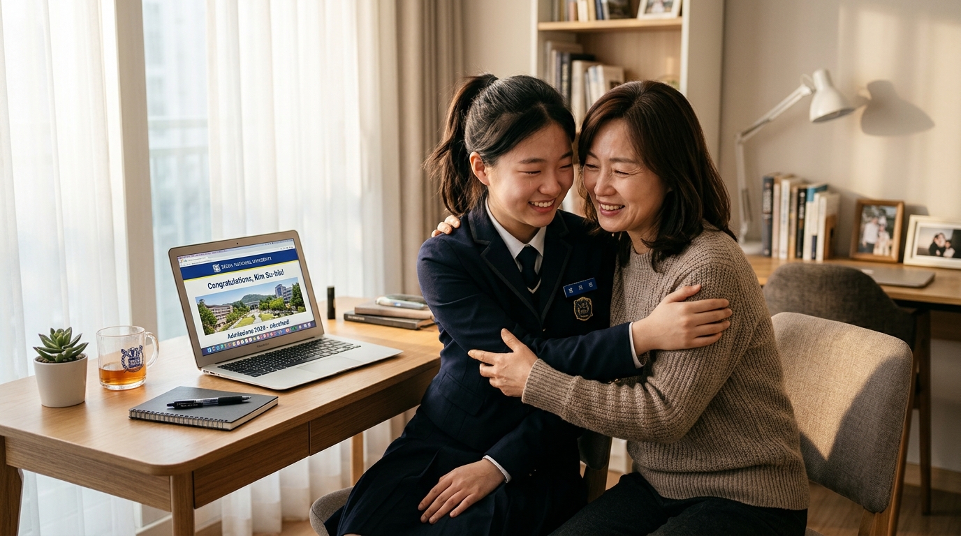 수시 합격 확인 및 온라인 문서등록 합격증 화면